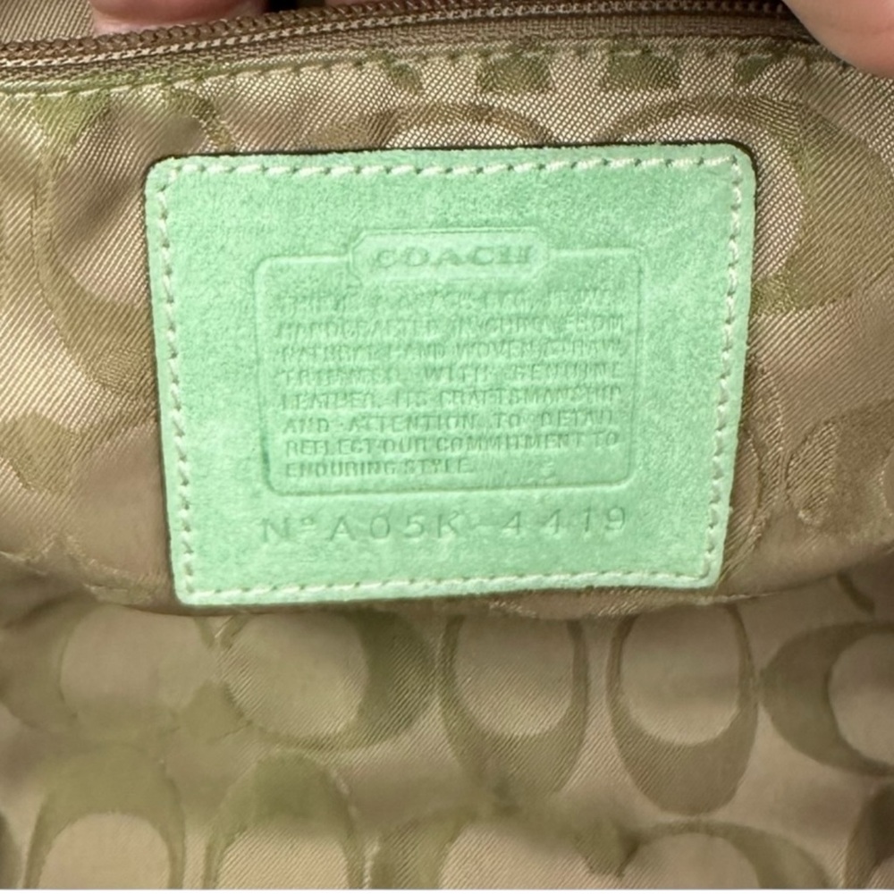 Coach Green and Tan Tote with Woven Design - Picture 10 of 16